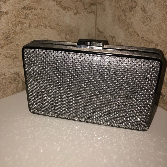 BCBGMAXAZRIA Sonia Crystal Mesh Satin Frame Clutch - Picture 2 of 3